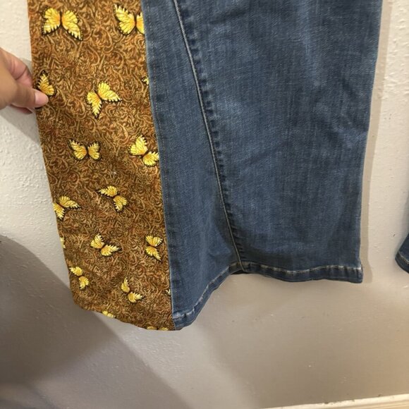 Ban Jara Bellbottom Flared High Rise Jeans Butterfly Pattern Size 1/24 Hippie - Picture 8 of 11